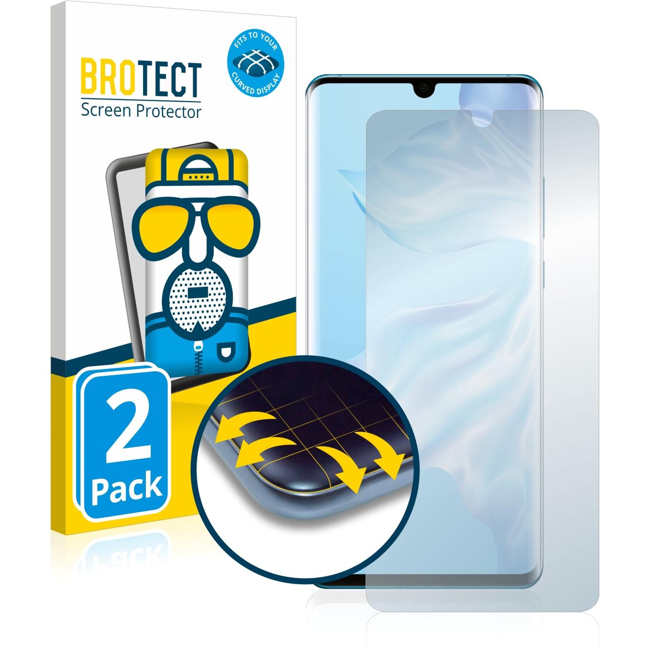 Bild von BROTECT Full-Cover Displayschutz Matt (2 Stück, Huawei P30 Pro), Smartphone Schutzfolie, Grau