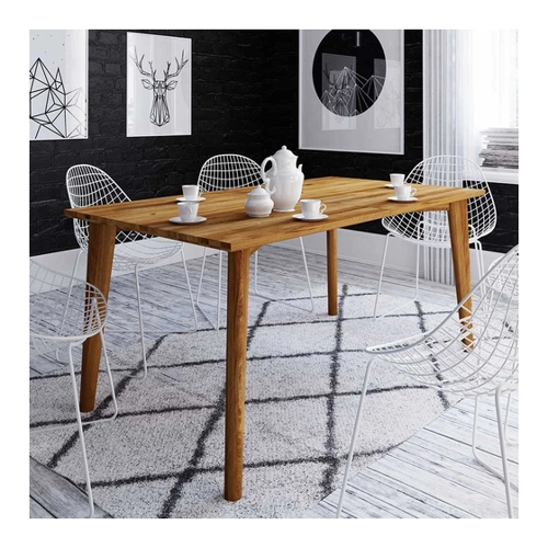 Bild von Eleganter Holz Esszimmertisch aus Wildeiche Massivholz