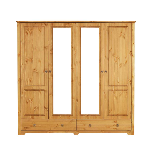 Bild von Vollholzschrank aus Kiefer Massivholz mit Spiegeltüren