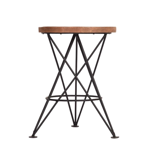 Bild von Hocker aus Mangobaum Massivholz und Metall im Loft Design