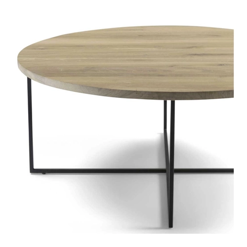 Bild von Sofa Tisch aus Eiche Massivholz und Stahl rund