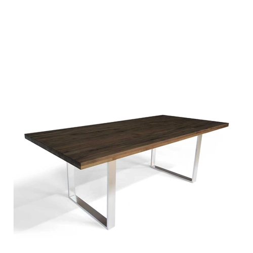 Bild von Küchentisch aus Nussbaum Massivholz und Edelstahl - Eleganz für Ihr Zuhause