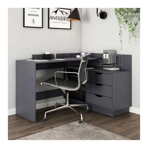 Bild von Modern gestalteter PC Ecktisch in Anthrazit