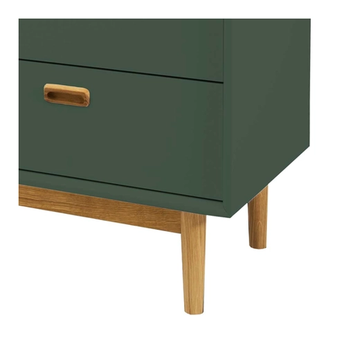 Bild von Flurkommode im Skandi Design in Dunkelgrün und Eichefarben