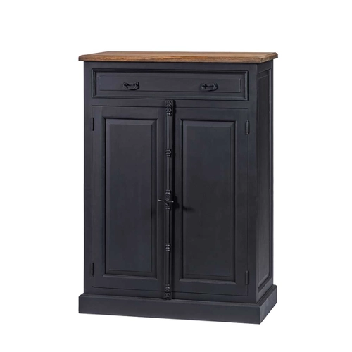 Bild von Highboard mit einer Schublade und Tür in Schwarz und Teakfarben