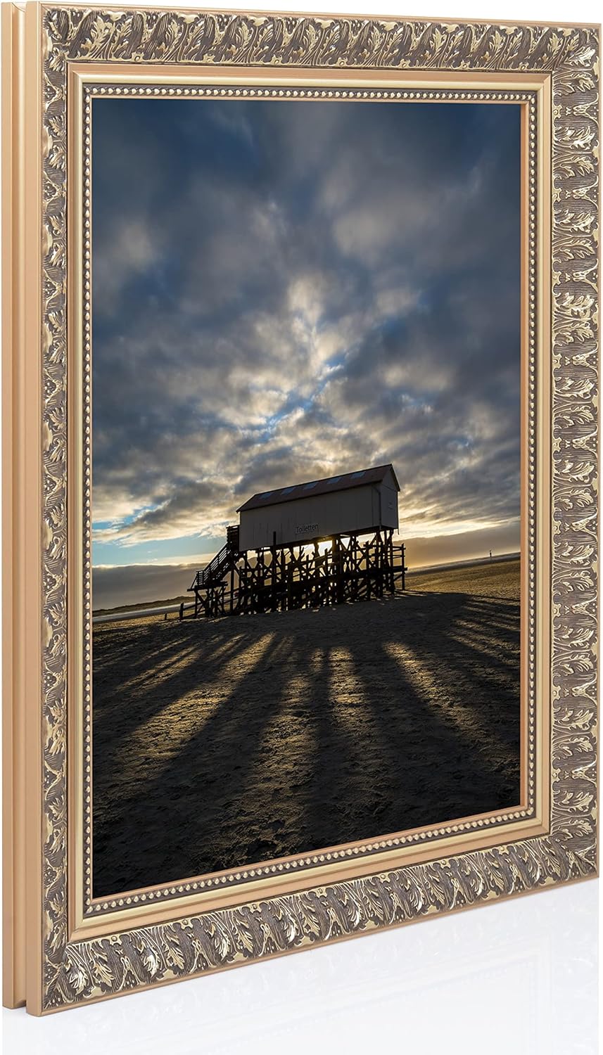 Bild von Bilderrahmen Fotorahmen 67x100 cm Gold bilderrahmen zum aufhängen Holz Picture Frames Farbe und 40 verschiedene Größen wählbar ohne Passepartout Rahmen Wien
