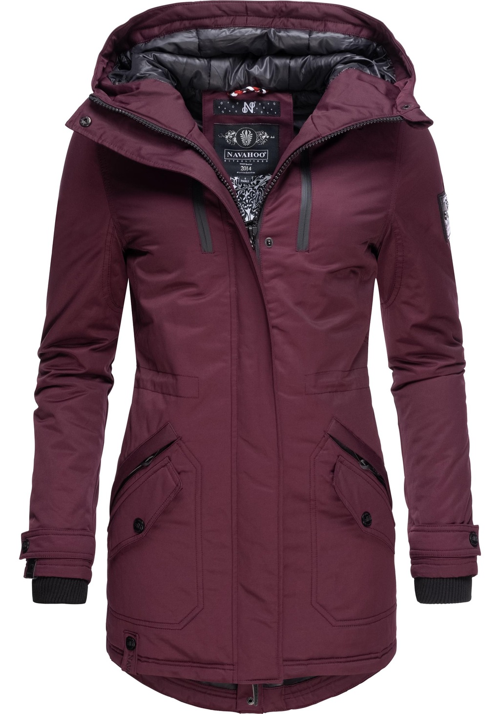 Bild von Navahoo Damen Winter Jacke Parka Mantel Winterjacke warm gefüttert Kapuze B834 [B834-Avril-Weinrot-Gr.XS]