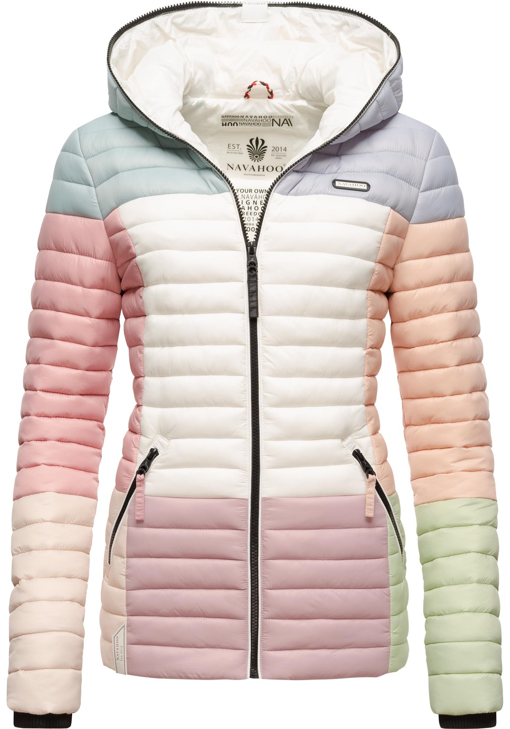 Bild von Navahoo Steppjacke "Multikulti", mit Kapuze, stylische Colorblocking Übergangsjacke m. Kapuze
