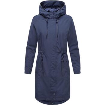 Bild von MARIKOO Damen Winterjacke (XS-6XL) - Übergangsjacke, lang geschnitten, Kapuze mit Kordelzug, Warme Jacke Frauen - N017 (XL, Navy)