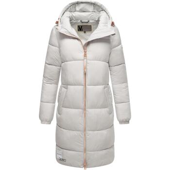 Bild von MARIKOO Damen Winterjacke (S-3XL) - Steppjacke, lang geschnitten, gefütterte Kapuze mit Kordelzug, Warme Jacke Frauen - N024 (XXL, Light-Grey)