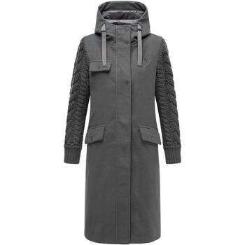 Bild von Navahoo Damen warmer Trenchcoat in Woll-Optik mit Strick-Ärmeln und Kapuze Knit Babe 14 Anthracite Gr. L