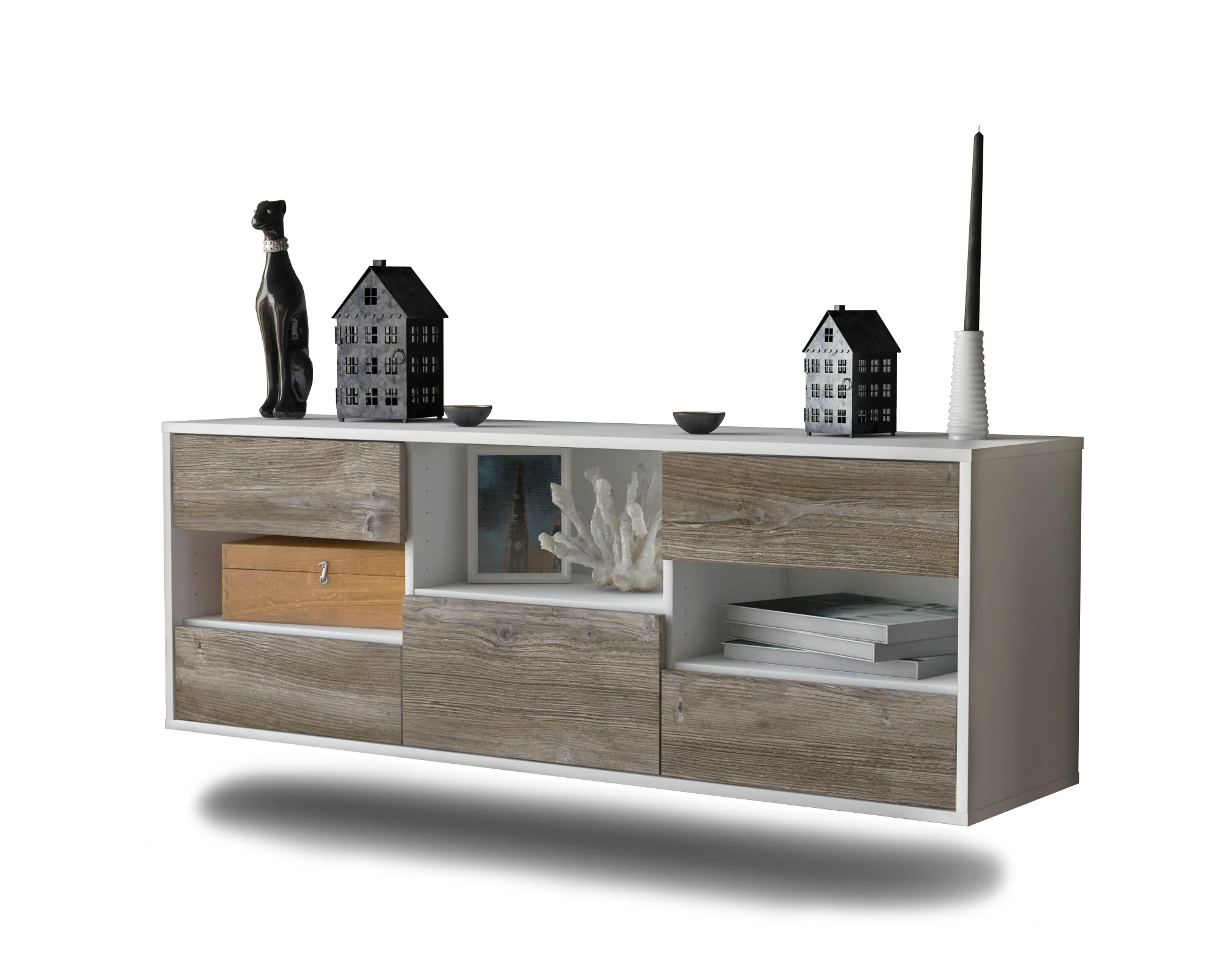 Bild von Lowboard Santa Ana, Treibholz, hängend (136x49x35cm)
