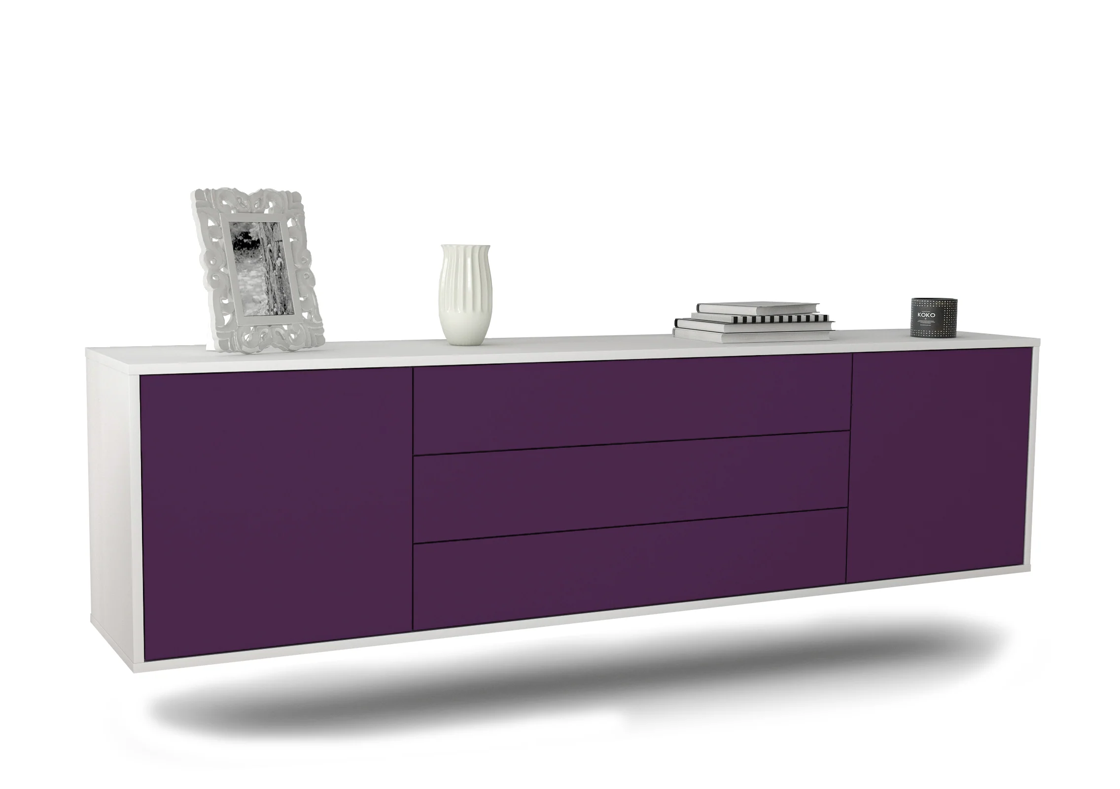 Bild von Lowboard Riverside, Lila, hängend (180x49x35cm)