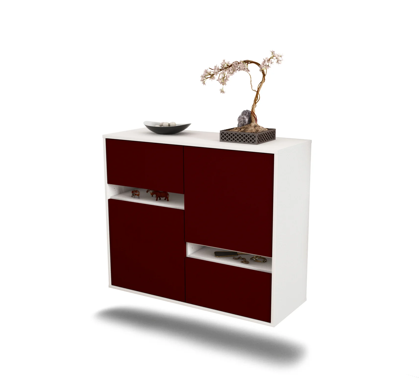 Bild von Sideboard Irvine, Bordeaux, hängend (92x79x35cm)
