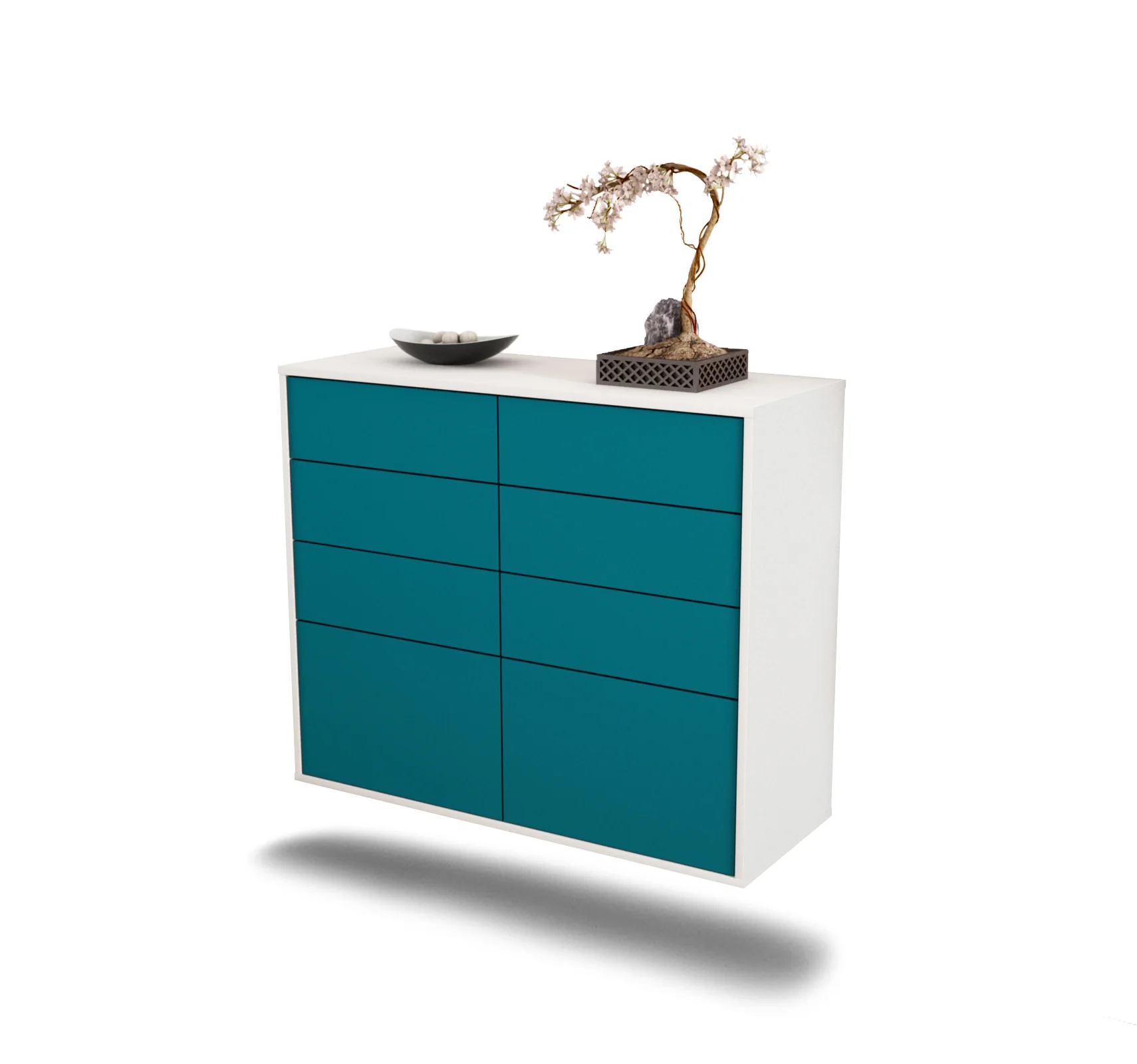 Bild von Sideboard Des Moines, Türkis, hängend (92x79x35cm)