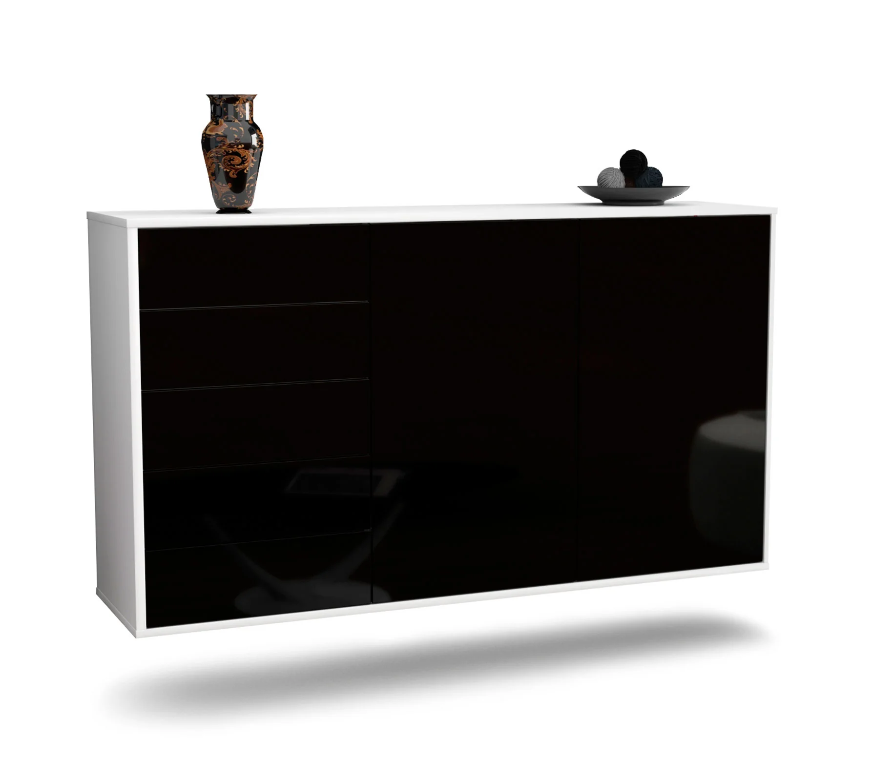 Bild von Sideboard Peoria, Schwarz, hängend (136x79x35cm)