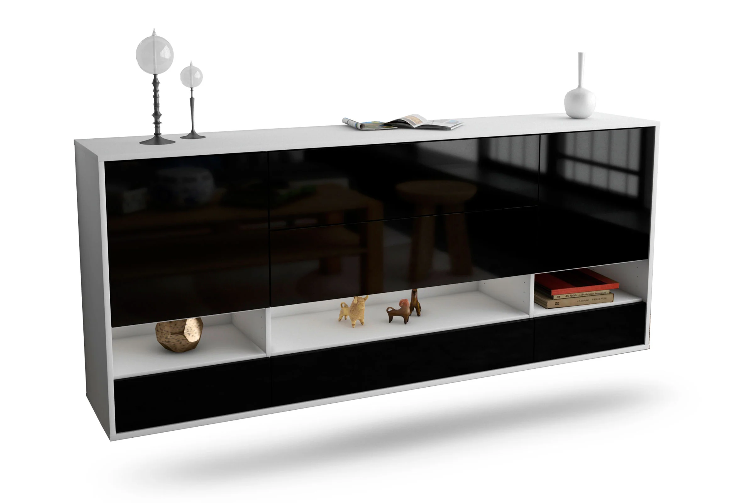 Bild von Sideboard Lafayette, Schwarz, hängend (180x79x35cm)