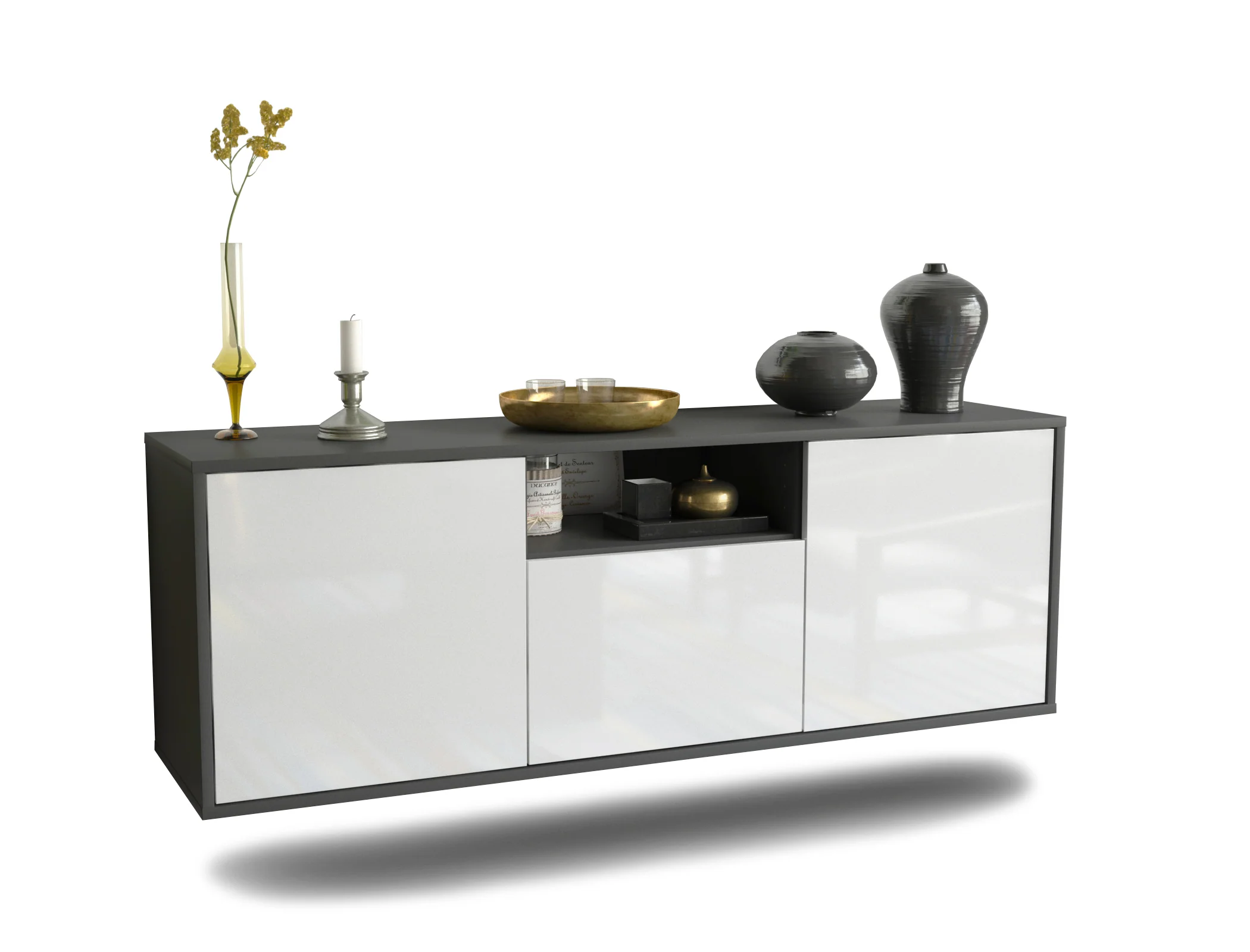 Bild von Lowboard Mesa, Weiß, hängend (136x49x35cm)