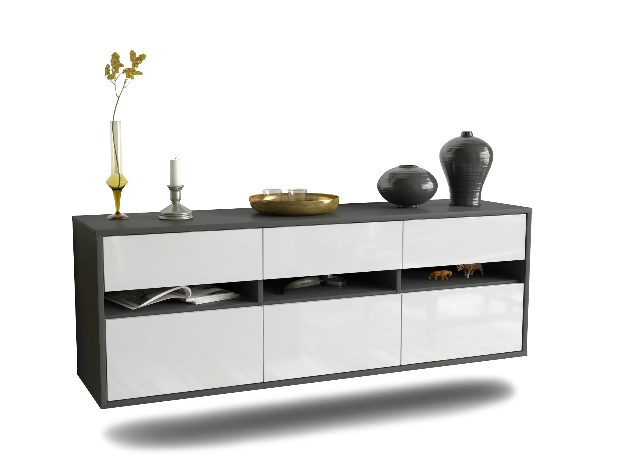 Bild von Lowboard Raleigh, Weiß, hängend (136x49x35cm)