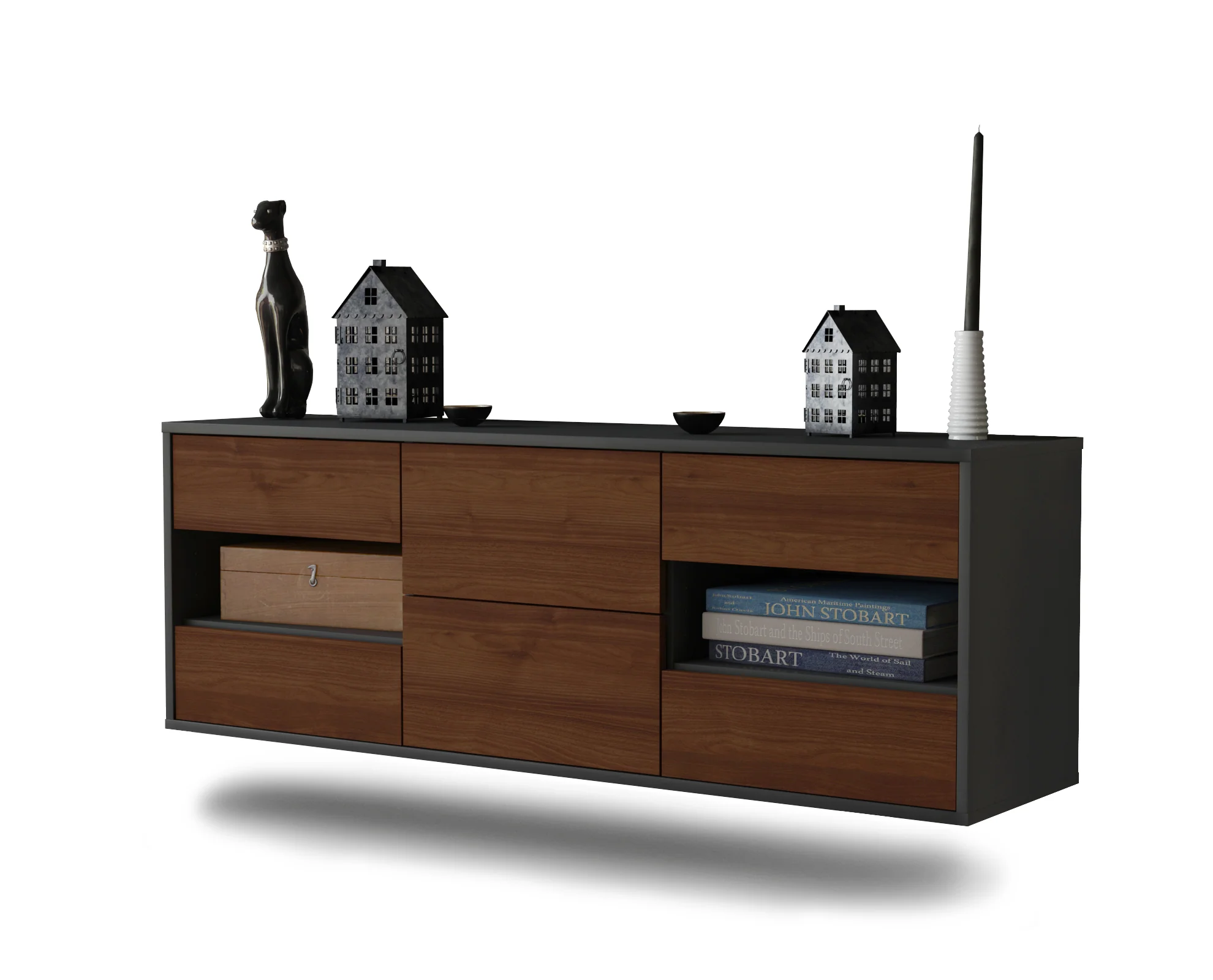Bild von Lowboard Wichita, Walnuss, hängend (136x49x35cm)