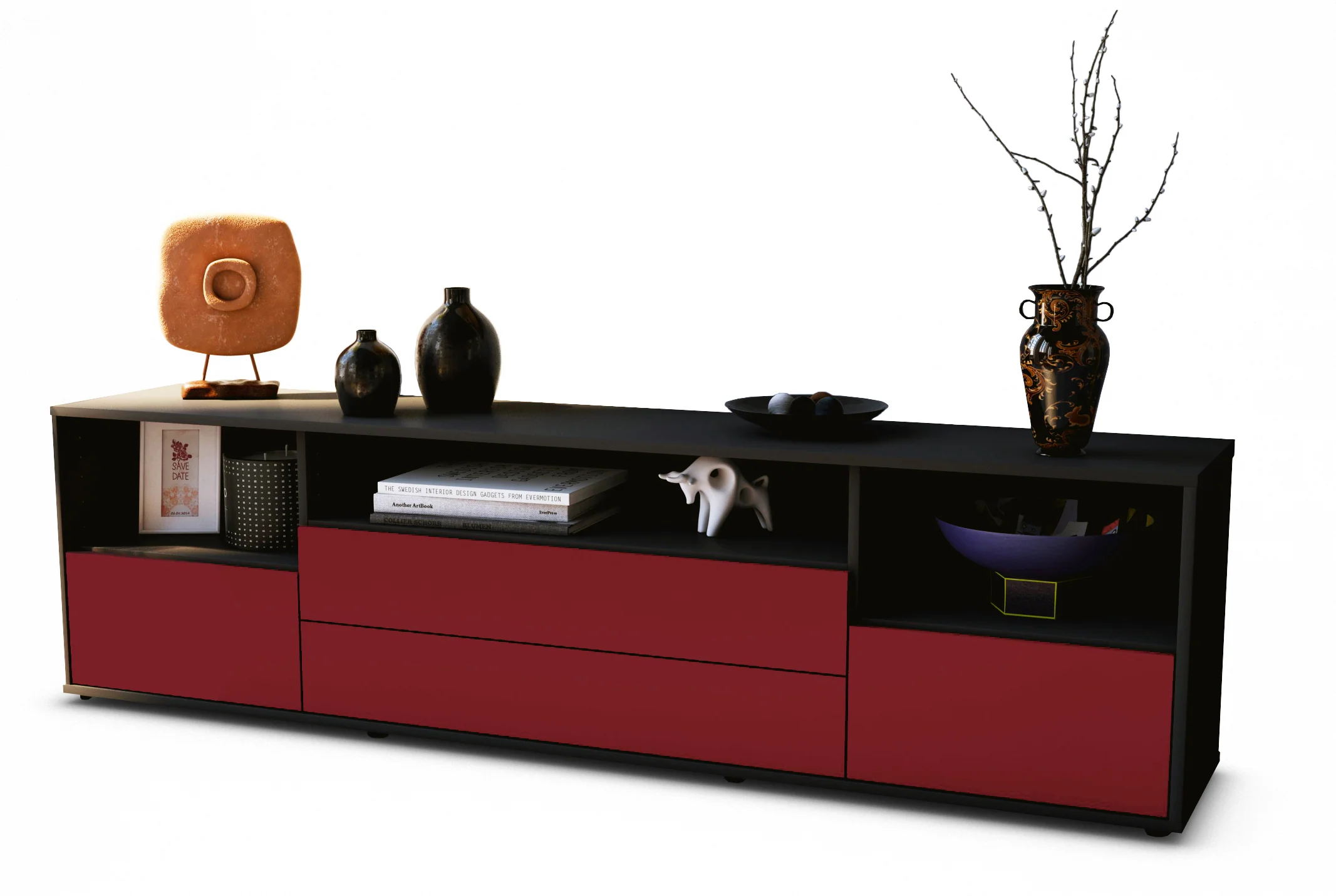 Bild von Lowboard Azula, Bordeaux (180x49x35cm)