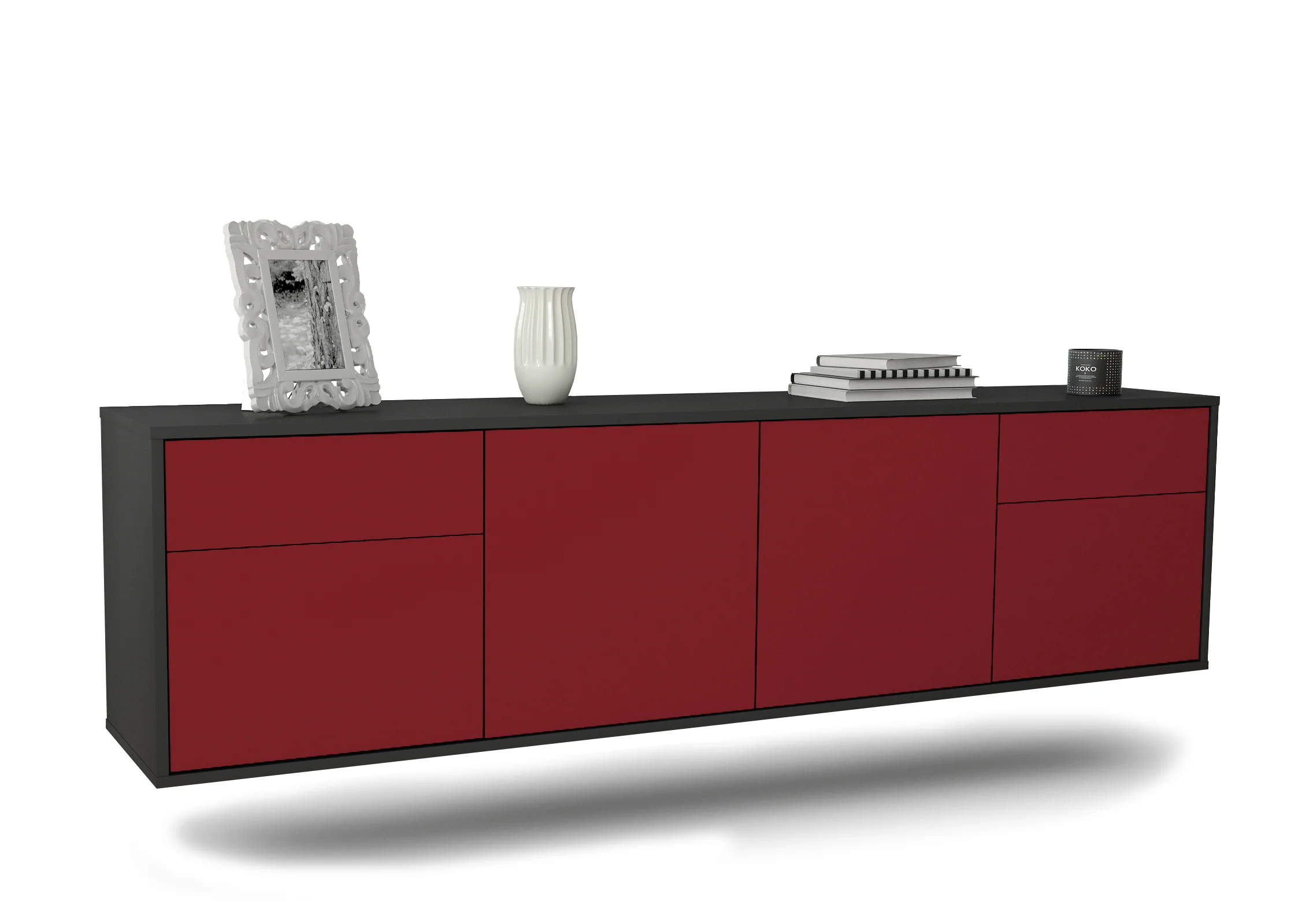 Bild von Lowboard Madison, Bordeaux, hängend (180x49x35cm)