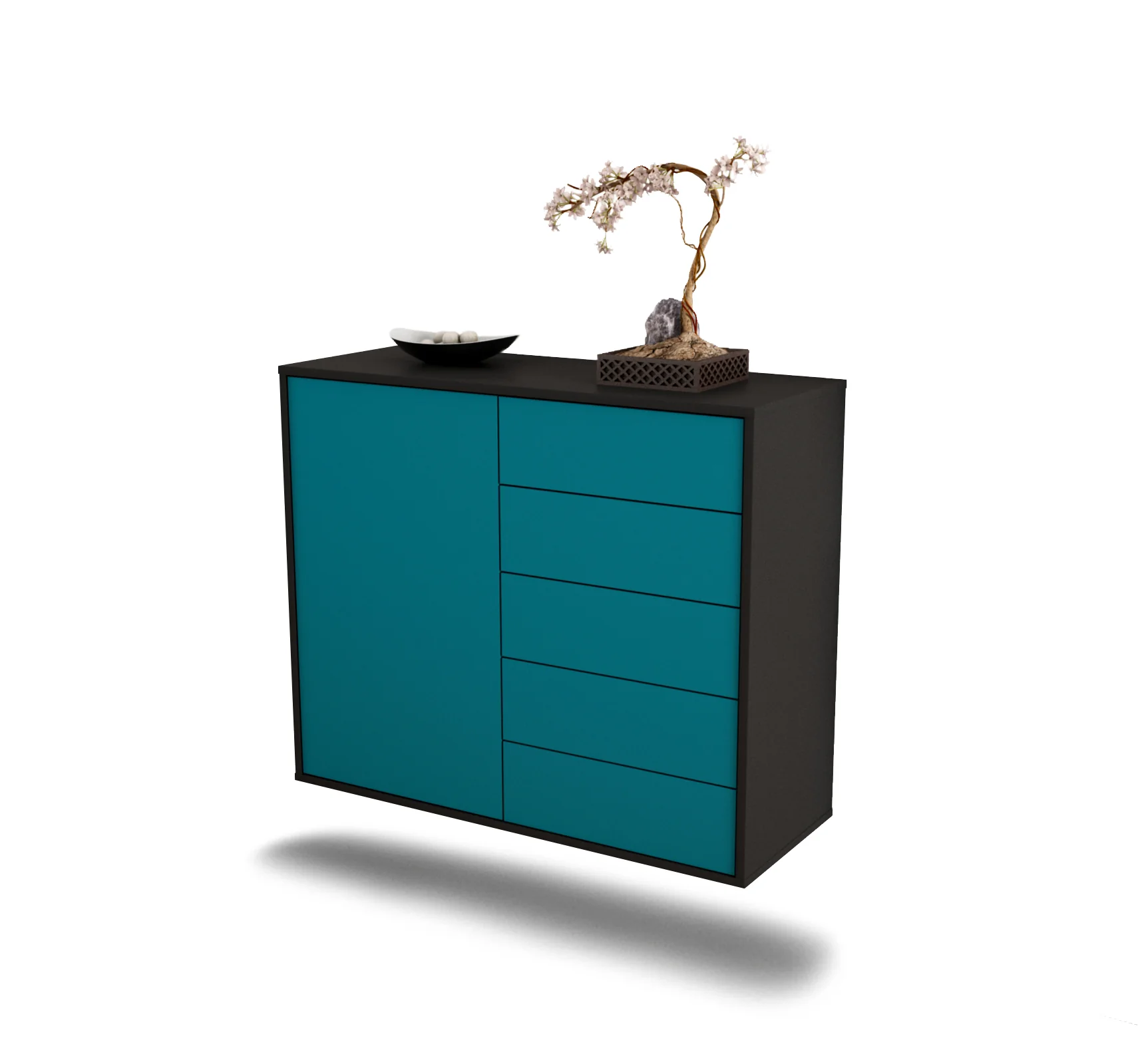 Bild von Sideboard Yonkers, Türkis, hängend (92x79x35cm)