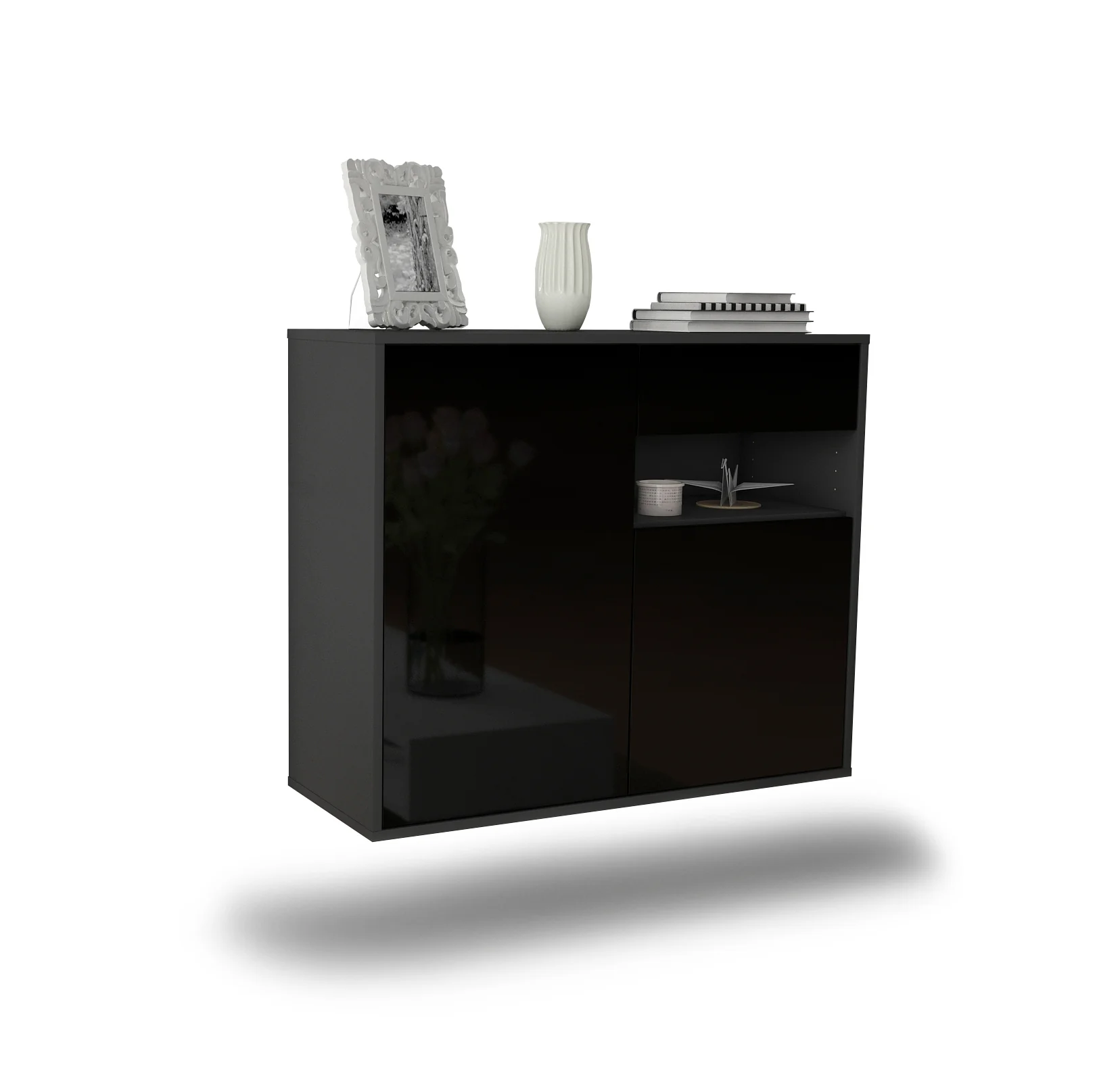 Bild von Sideboard Augusta, Schwarz, hängend (92x79x35cm)
