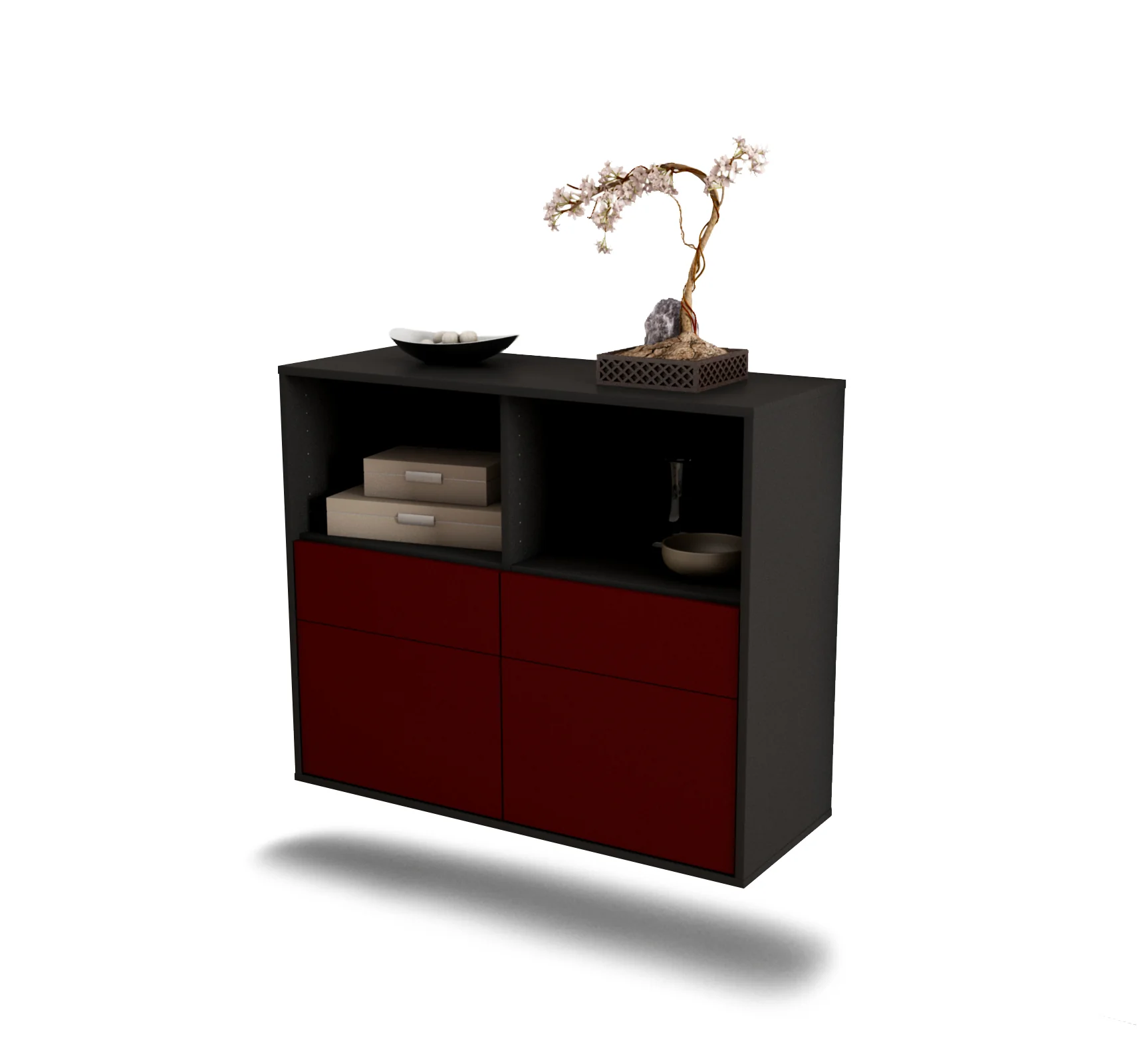 Bild von Sideboard Moreno Valley, Bordeaux, hängend (92x79x35cm)