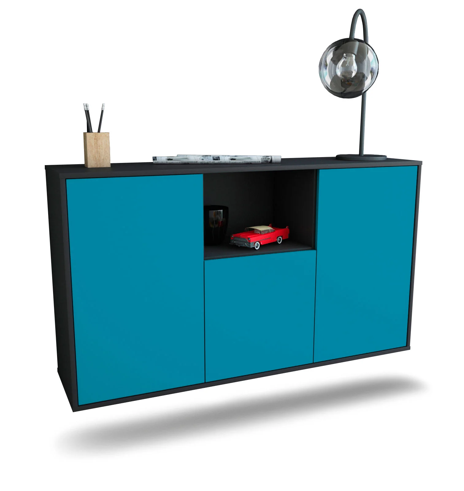 Bild von Sideboard Overland Park, Türkis, hängend (136x79x35cm)