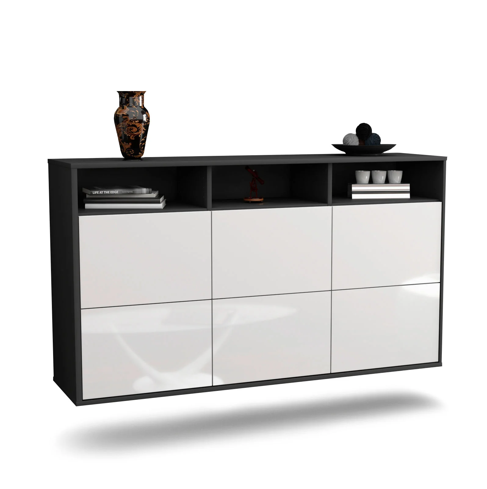 Bild von Sideboard Cape Coral, Weiß, hängend (136x79x35cm)