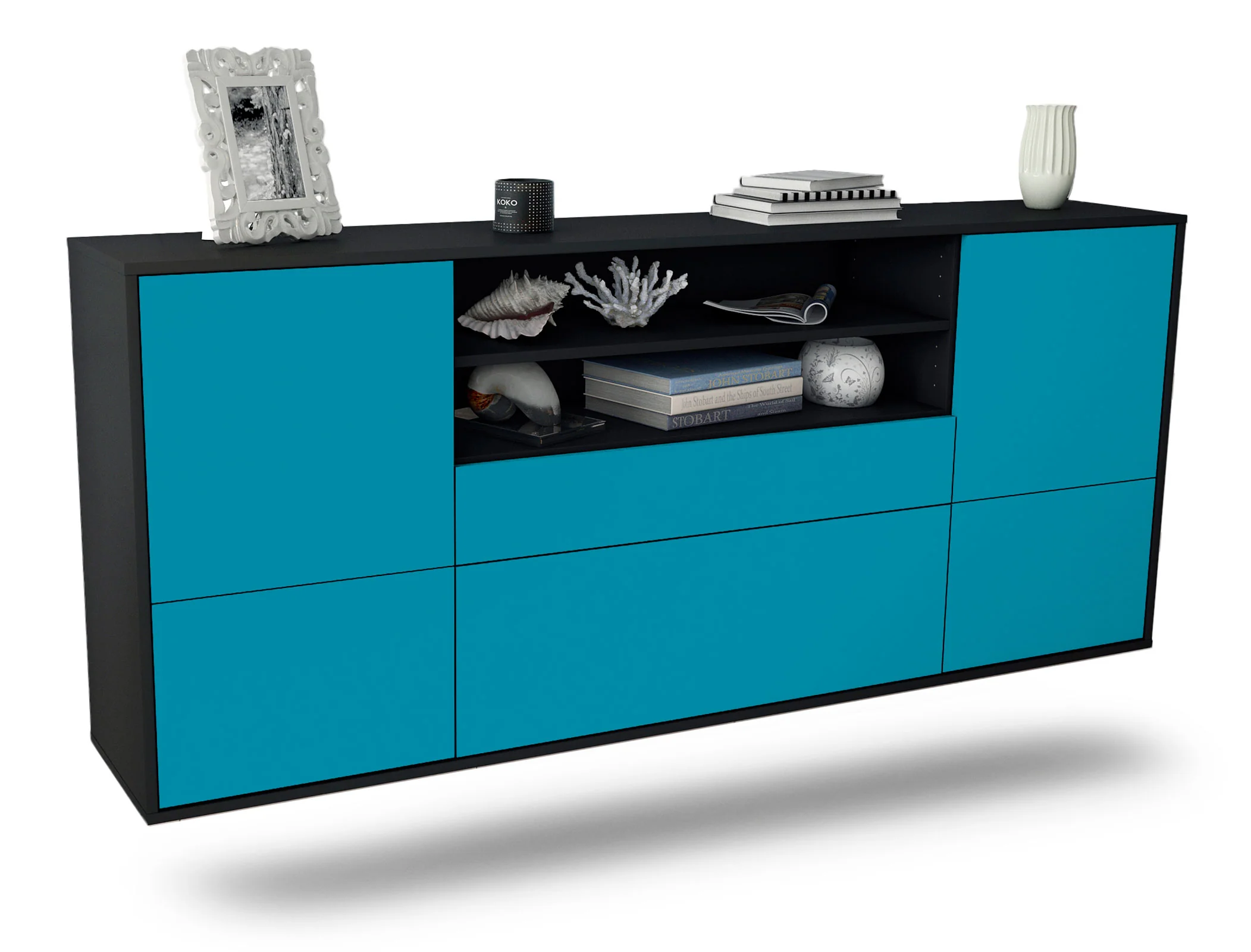 Bild von Sideboard Escondido, Türkis, hängend (180x79x35cm)