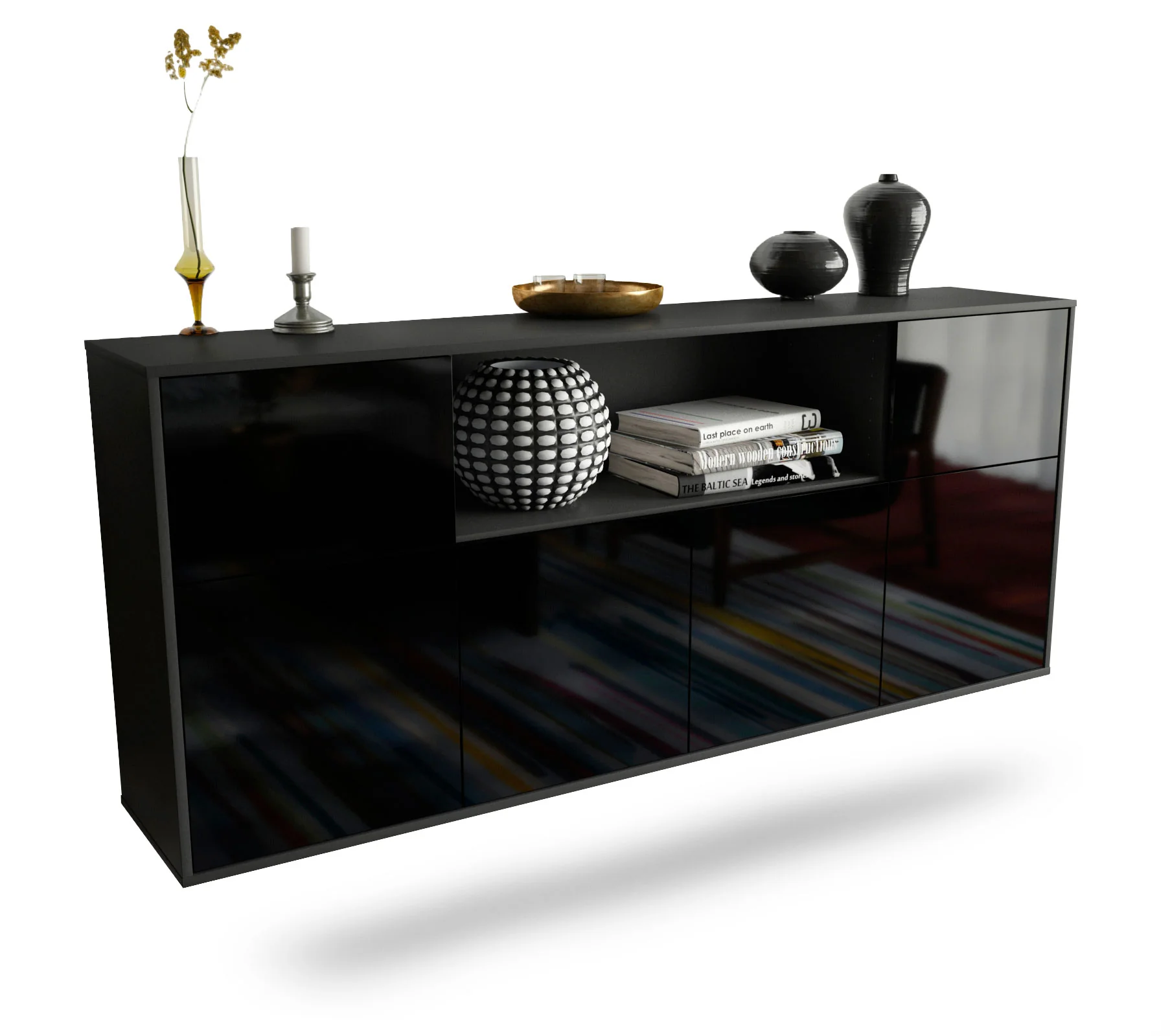 Bild von Sideboard West Valley City, Schwarz, hängend (180x79x35cm)
