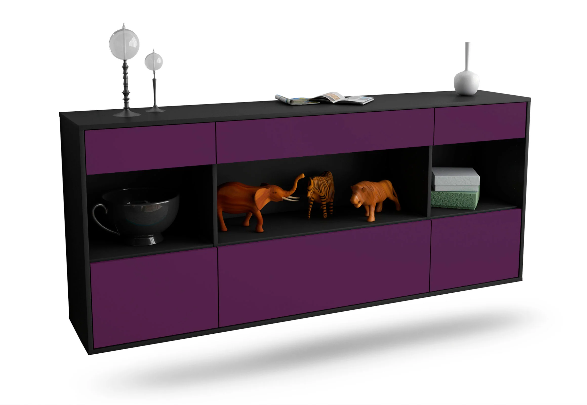 Bild von Sideboard Clarksville, Lila, hängend (180x79x35cm)