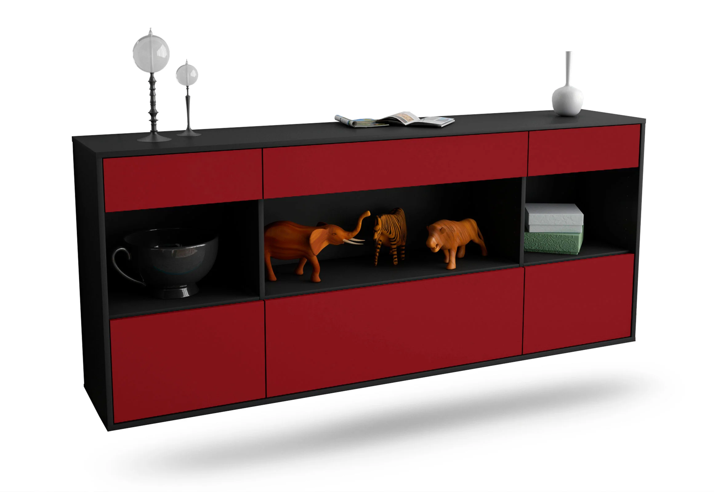 Bild von Sideboard Clarksville, Bordeaux, hängend (180x79x35cm)
