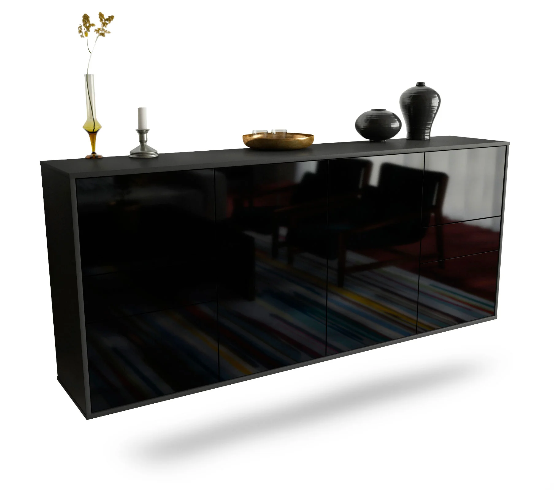 Bild von Sideboard Beaumont, Schwarz, hängend (180x79x35cm)