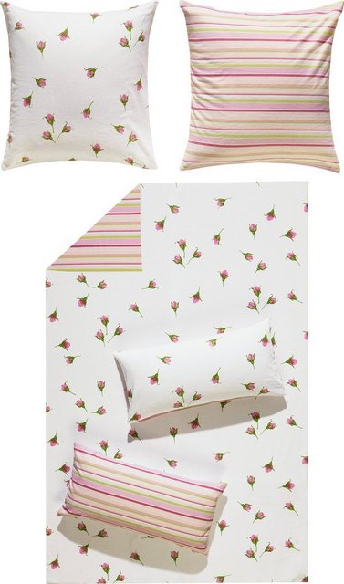 Bild von REDBEST Bettwäsche Wendebettwäsche, Biber, 2 teilig, Flanell Blumen