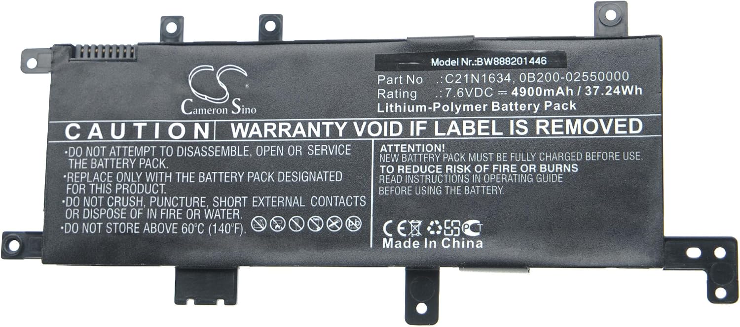 Bild von vhbw Akku kompatibel mit Asus X542UA-DM521, X542UA-DM572, X542UA-DM593T, X542UA-DM892 Notebook (4900mAh, 7,6V, Li-Polymer)