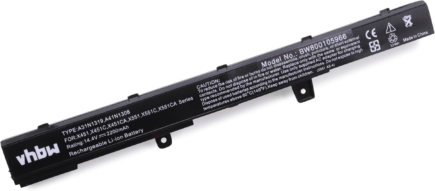 Bild von vhbw 1x Akku kompatibel mit Asus X451MA-VX053D, X451MA-VX030H, X451MA-VX048D, X451MA-VX051D Notebook (2200 mAh, 14,4 V, Li-Ion)