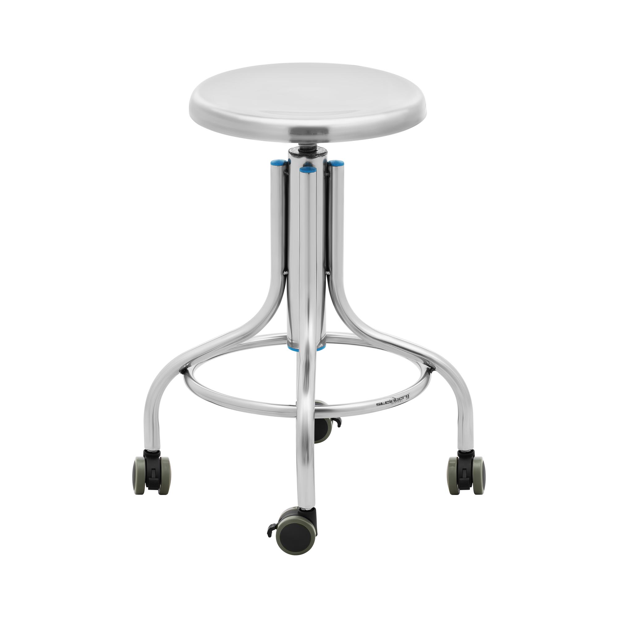 Bild von Steinberg Systems Arbeitshocker Drehhocker auf Rollen Praxishocker höhenverstellbar Edelstahl 45 - 60