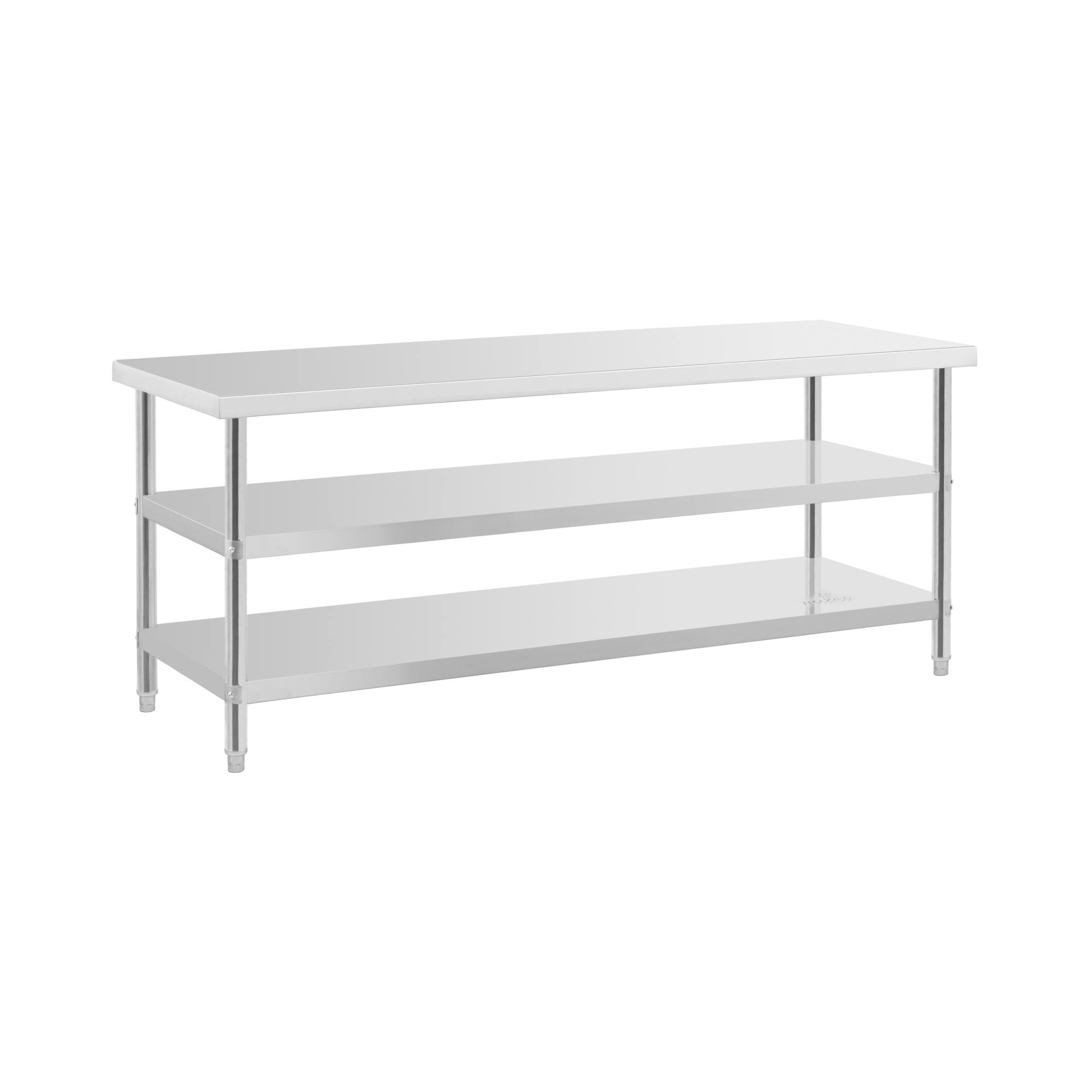 Bild von Royal Catering Arbeitstisch 200 x 70 cm Edelstahltisch Küche 2 Ablagen verstellbare Füße Gastro