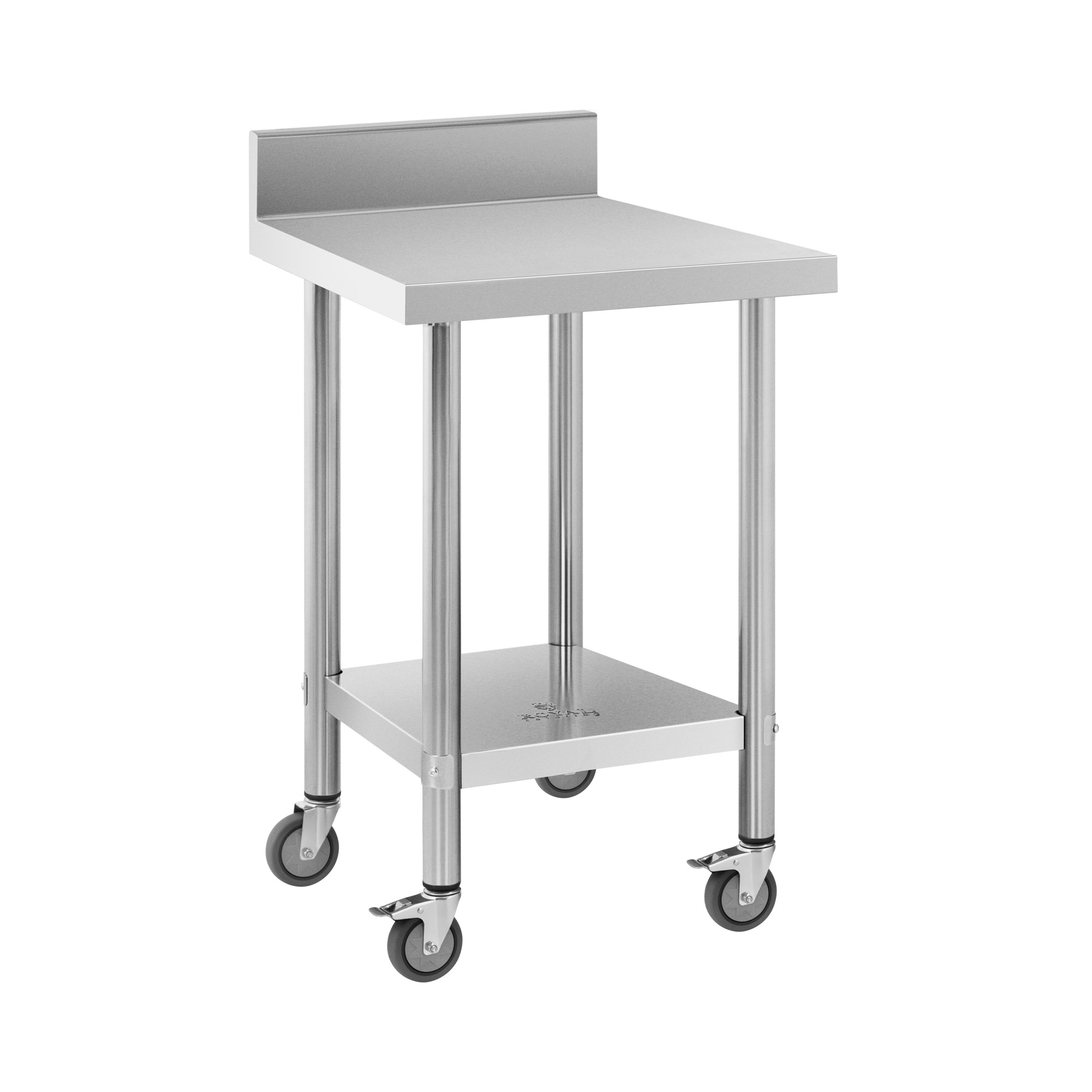 Bild von Royal Catering, Werkbank + Arbeitsbock, Rollbarer Edelstahl Arbeitstisch Edelstahltisch Aufkantung 60 x 60 cm 120 kg (60 cm, 60 cm)
