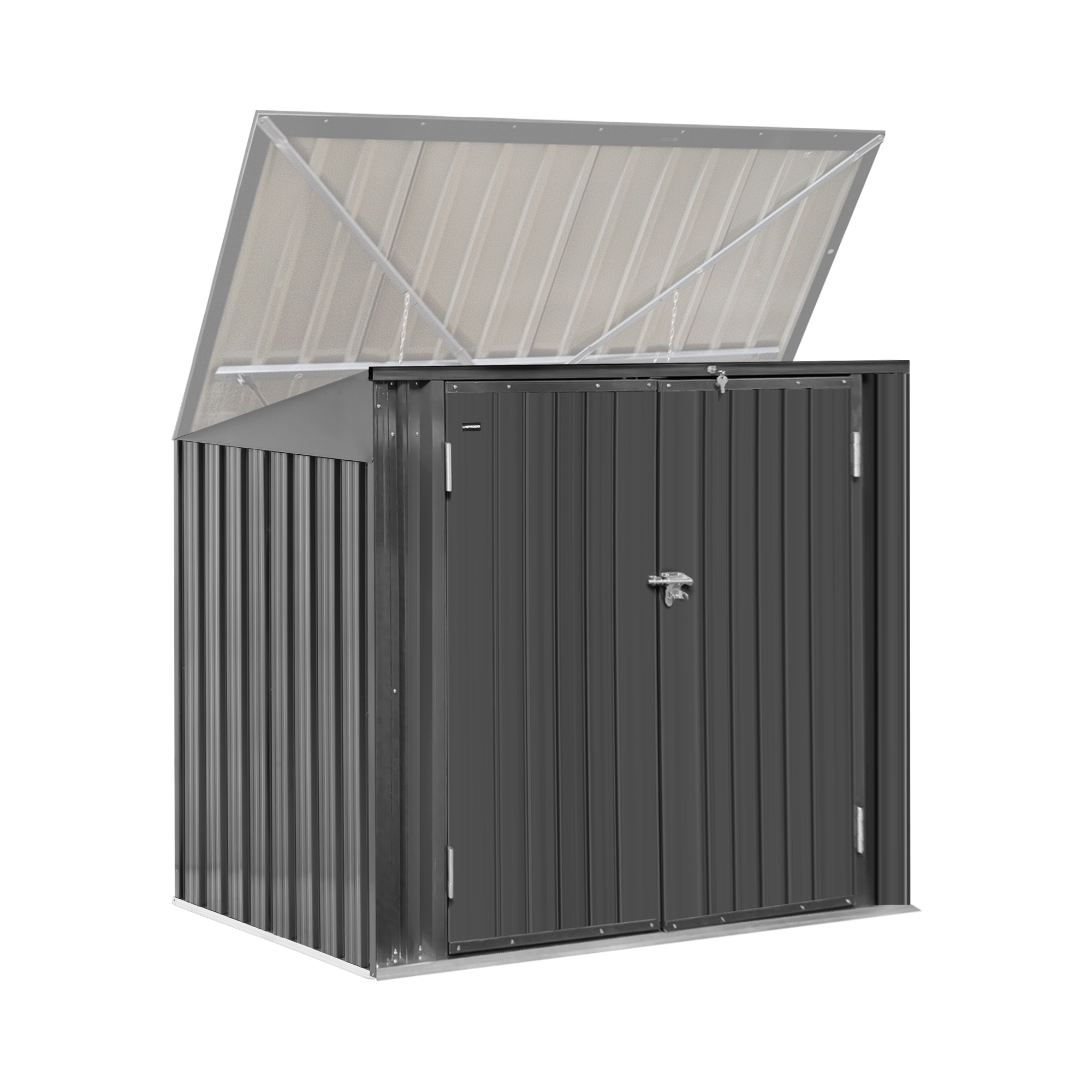 Bild von Uniprodo, Gartenhaus + Gartenschrank, Metall-Mülltonnenbox Mülltonnenverkleidung für 2 Tonnen (240 L) abschliessbar