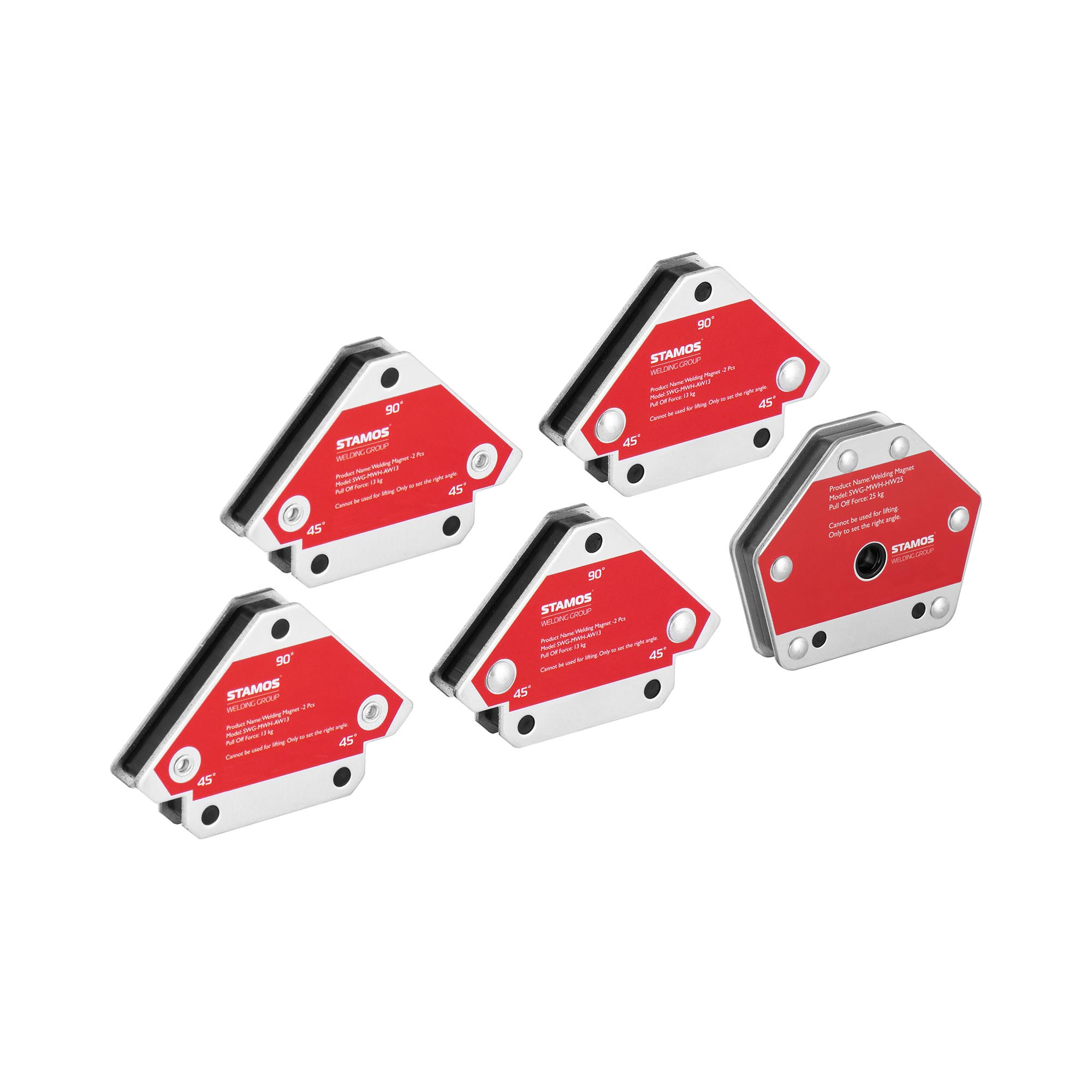 Bild von Stamos Welding Group Schweißwinkel - 5er-Set - 30/45/60/75/90/105/135° - 13/25 kg