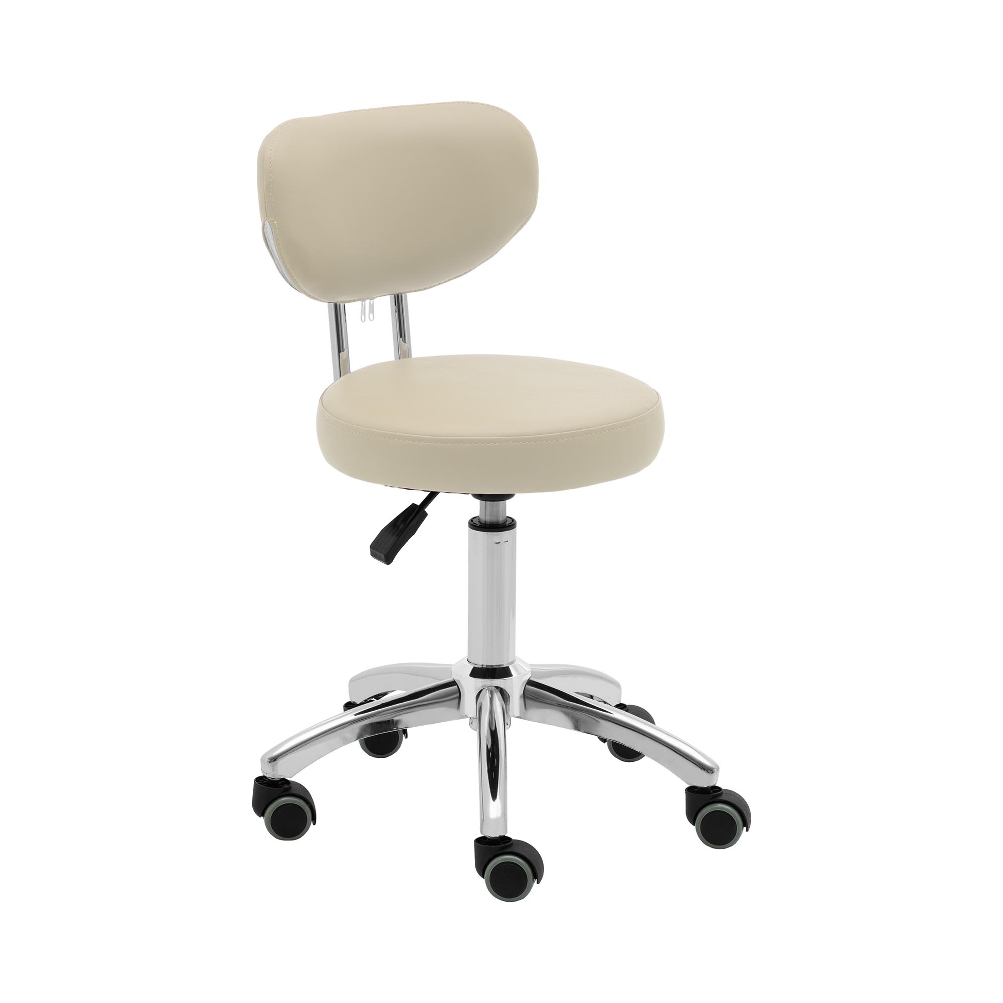 Bild von physa Rollhocker mit Rückenlehne - 46 - 60 cm - 150 kg  - dunkelbeige