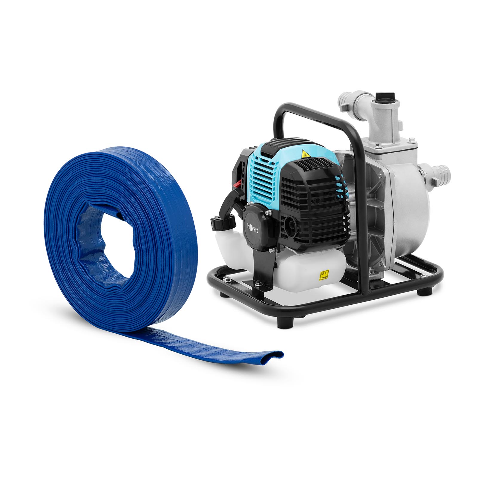 Bild von hillvert Wasserpumpe - 1,2 kW - 15 m³/h - mit Flachschlauch - 1 1/2" - 20 m - 0 - 7 bar