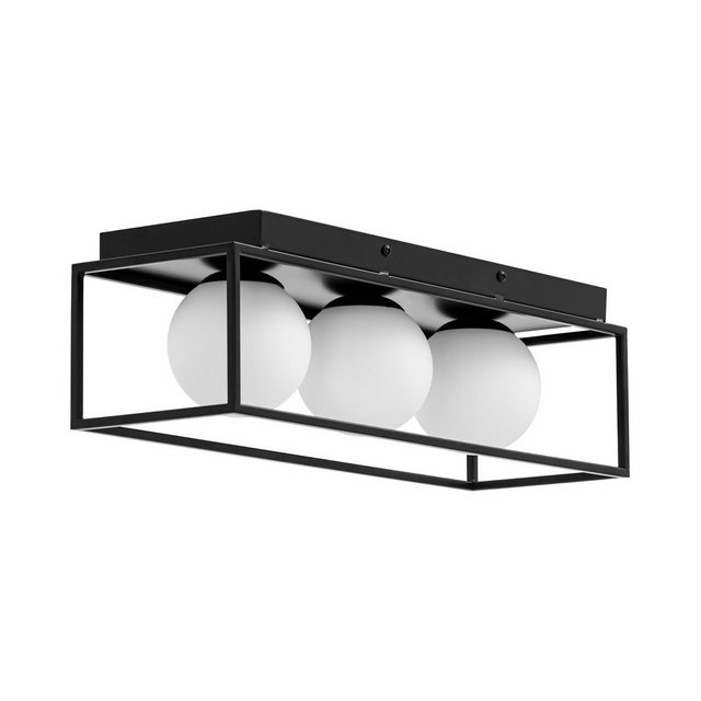 Bild von Uniprodo UNI_LD_10 Deckenleuchte 3 Glaskugeln in Eisenrahmen G9 30 W Deckenlampe Deckenleuchte Wohnzimmer Deckenlampe Wohnzimmer Schlafzimmer