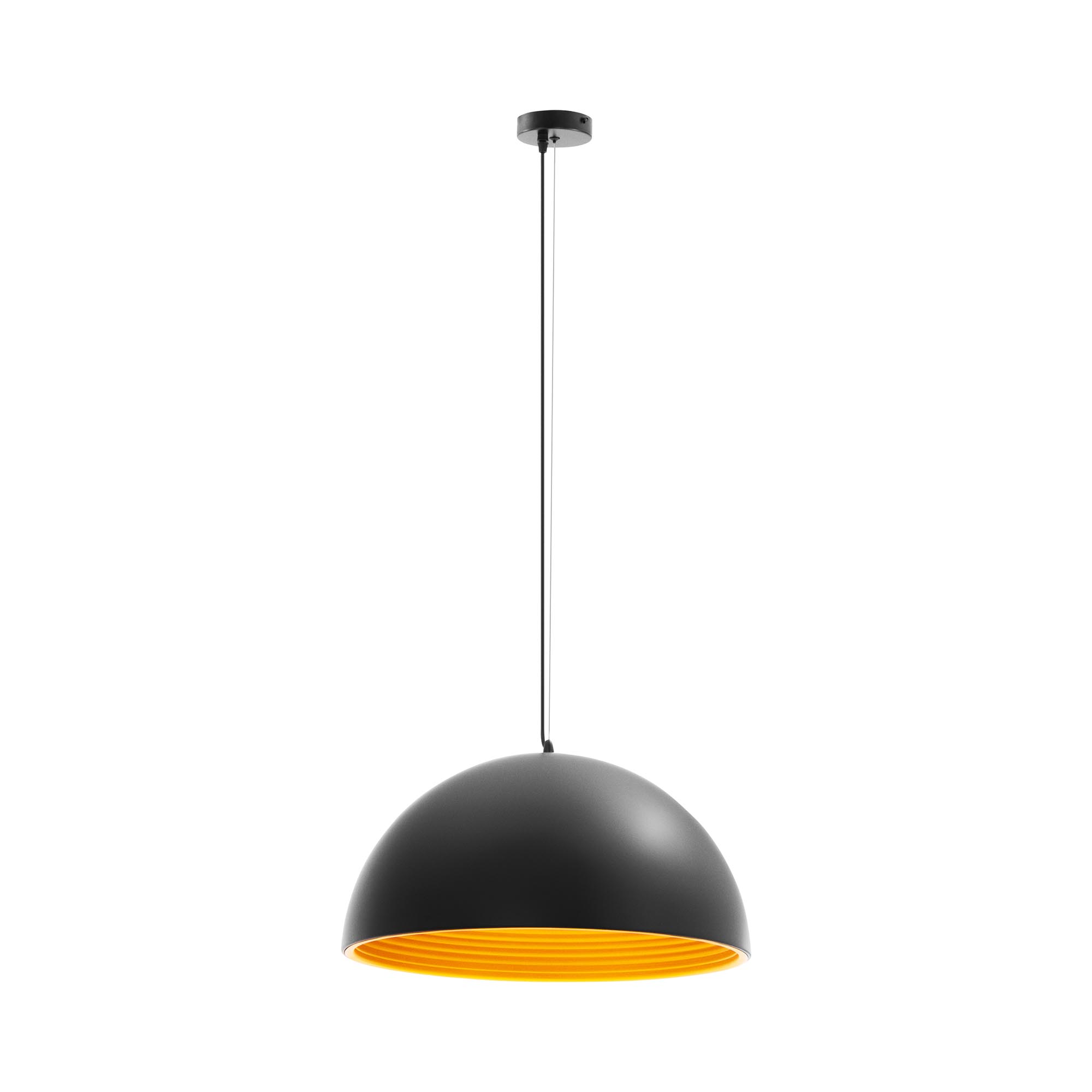 Bild von Uniprodo Pendelleuchte 1 Leuchtmittel großer schwarzer Schirm golden beschichtet E27 40 w