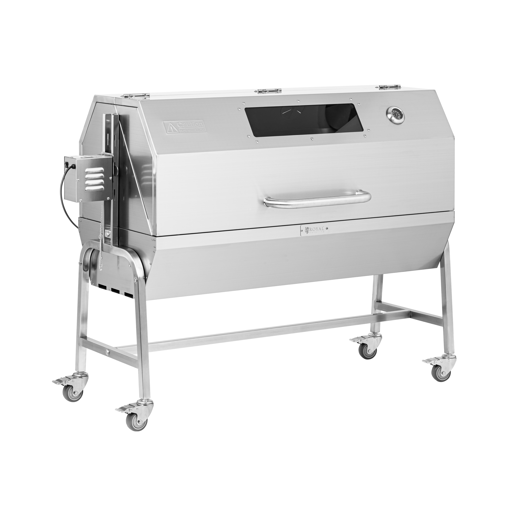Bild von Spanferkelgrill - mit Motor - 40 kg - Länge Grillspieß: 138 cm - Edelstahl - Windschutz - Royal Catering