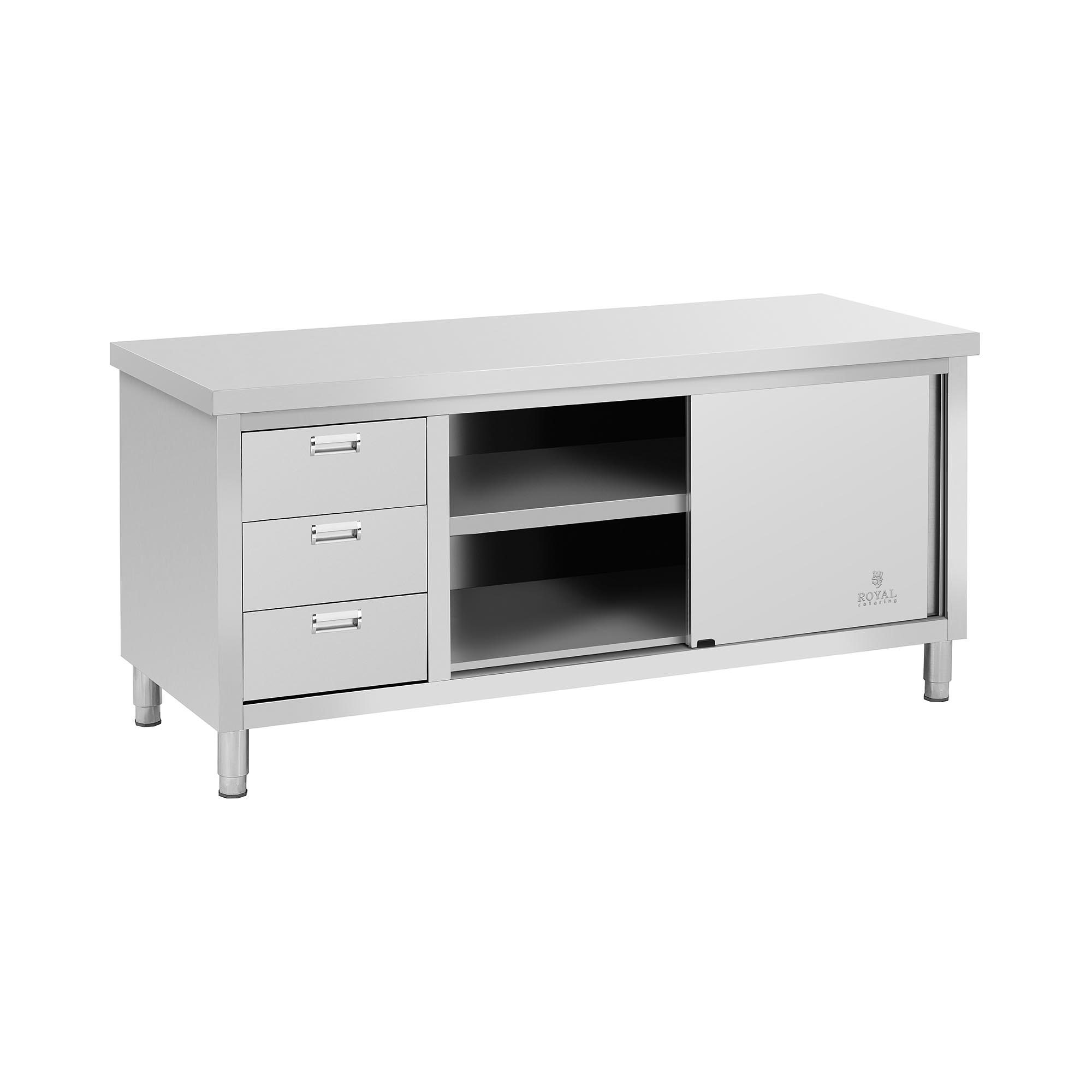 Bild von Arbeitsschrank Edelstahl - 180 x 70 x 85 cm - Royal Catering - 600 kg Tragkraft 3 Schubladen